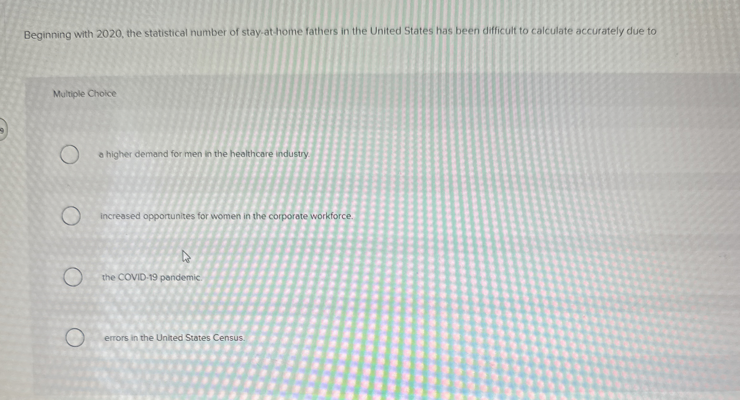  Beginning with 2020, the statistical number of stay-at-home fathers in the
