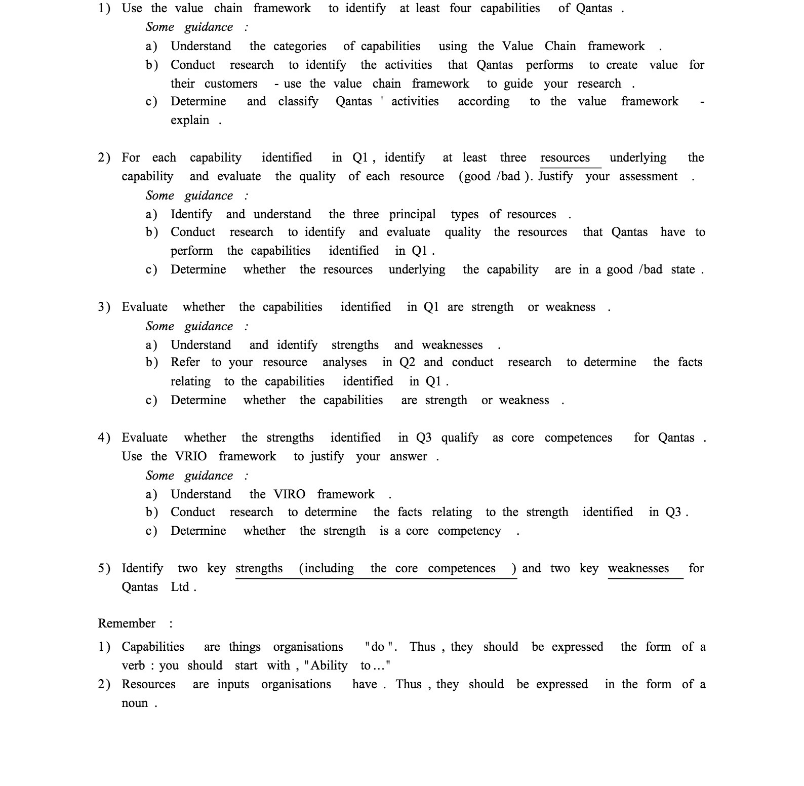 1) Use the value chain framework to identify at least four