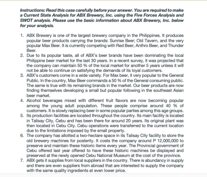  Instructions: Read this case carefully before your answer. You are required