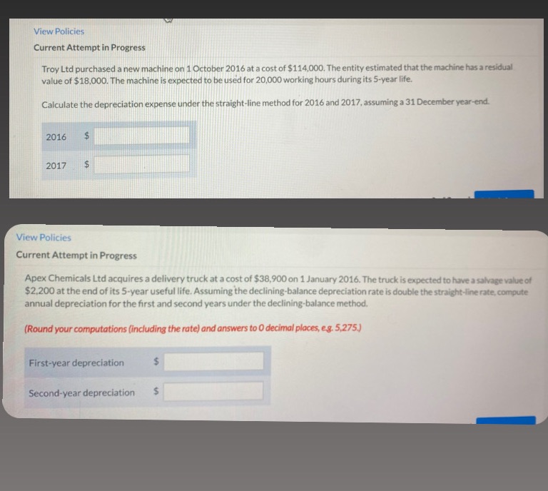 View Policies Current Attempt in Progress Troy Ltd purchased a new