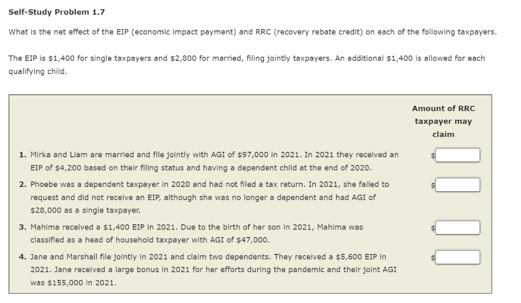  Self-Study Problem 1.7 What is the net effect of the EIP
