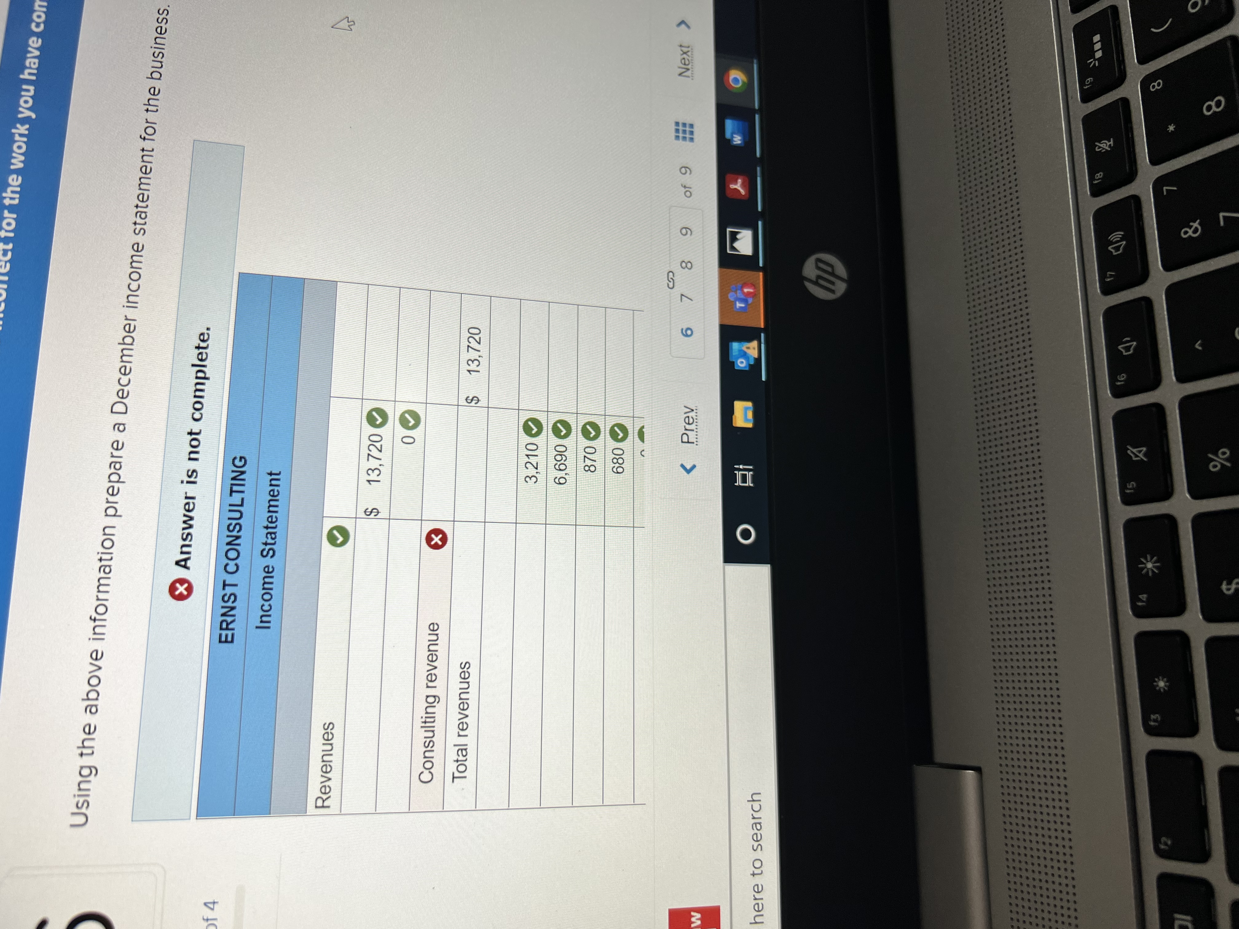  lect for the work you have con Using the above information