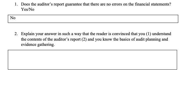 Can you explain this? 1. Does the auditor's report guarantee that there