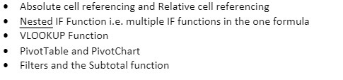  Absolute cell referencing and Relative cell referencing Nested IF Function i.e.