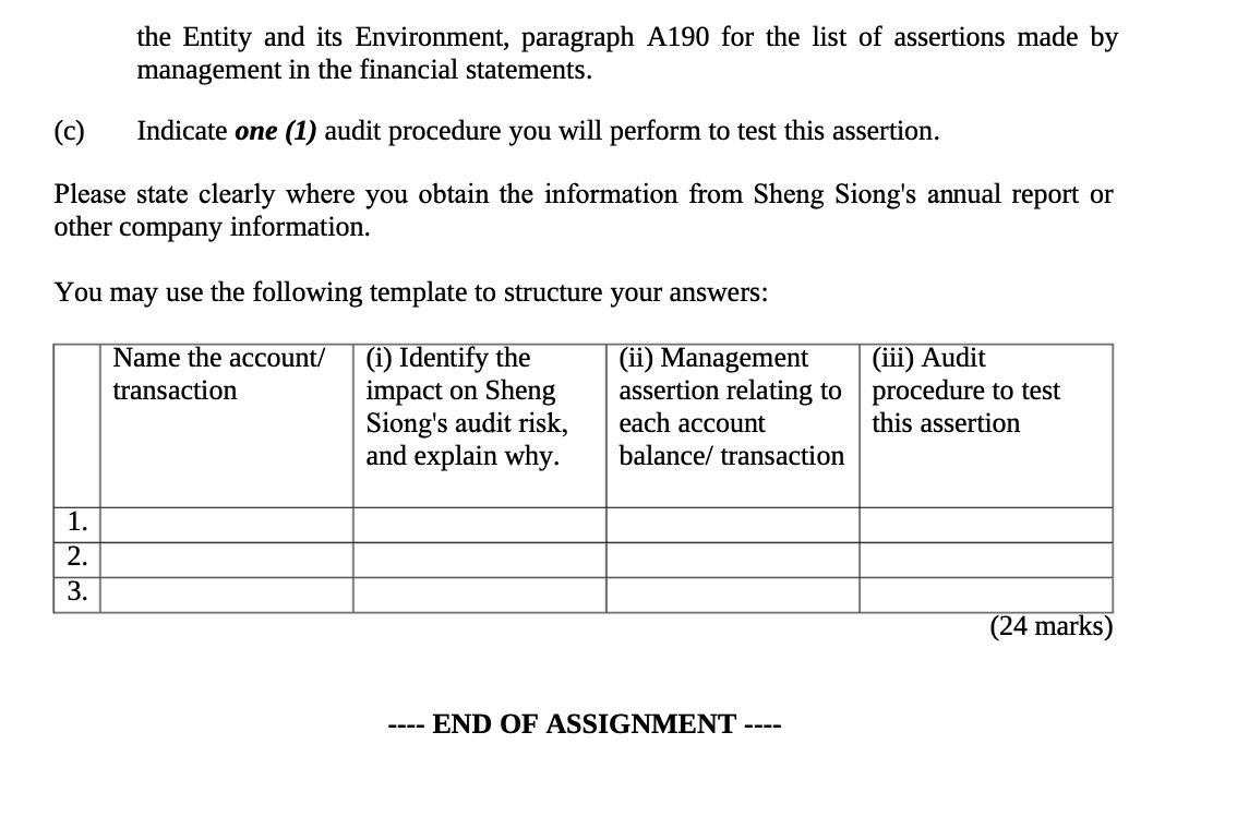  the Entity and its Environment, paragraph A190 for the list of