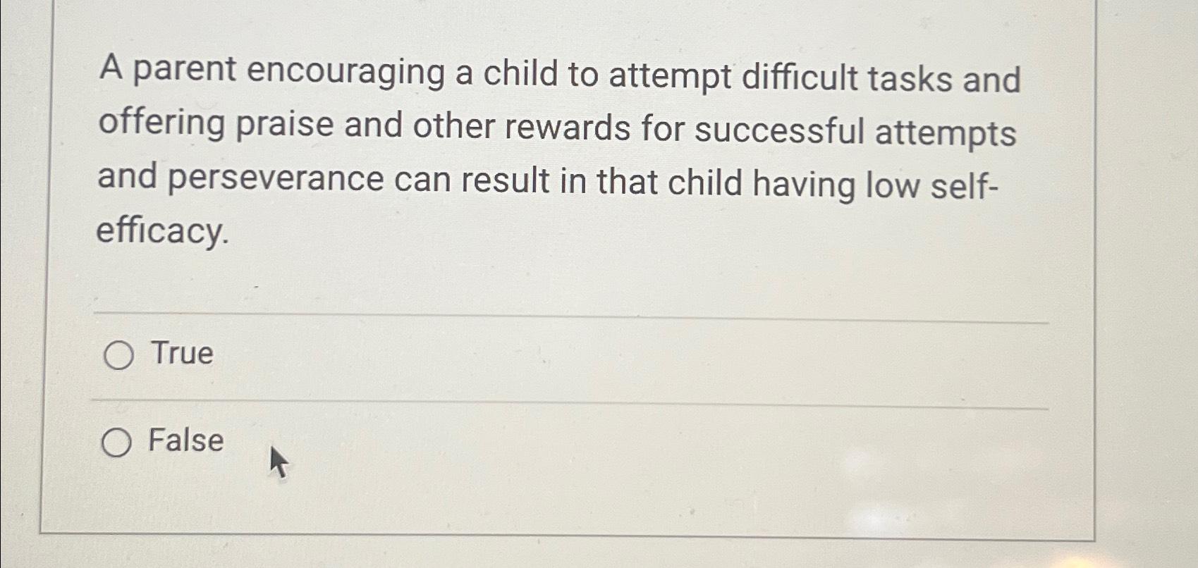  A parent encouraging a child to attempt difficult tasks and offering