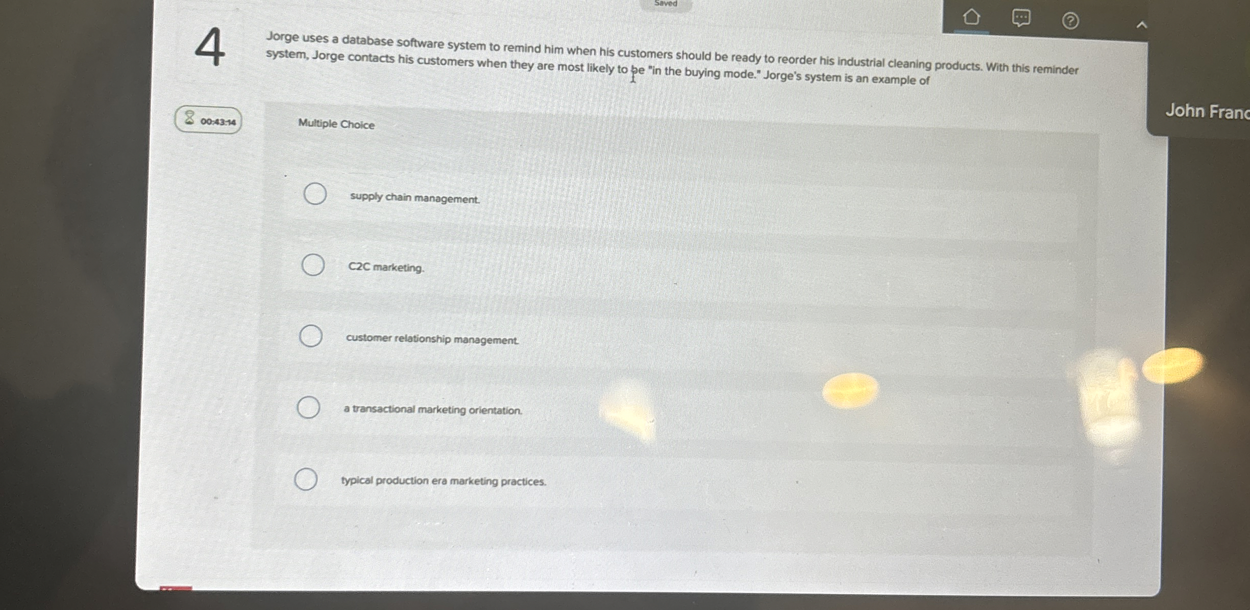  4 Jorge uses a database software system to remind him when