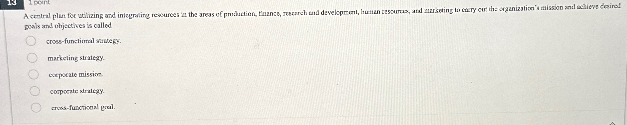  A central plan for utilizing and integrating resources in the areas