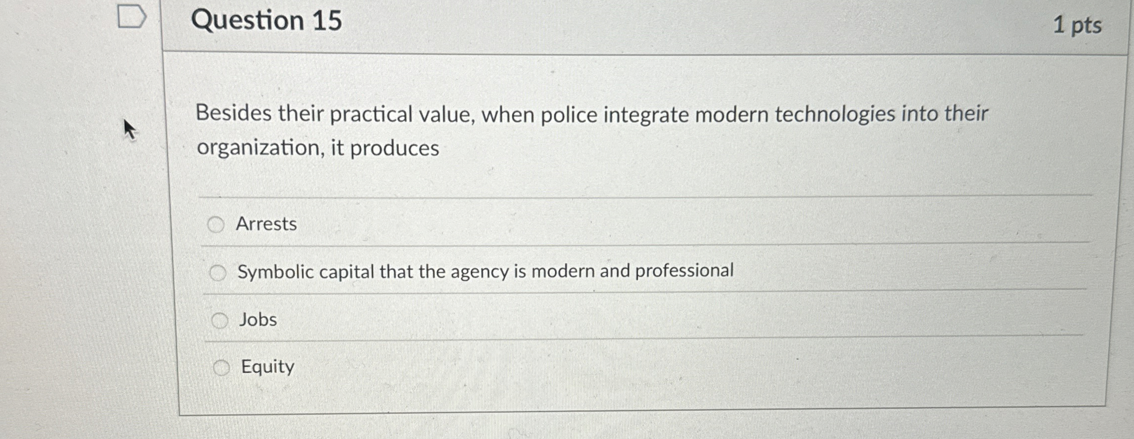  Question 15 Besides their practical value, when police integrate modern technologies