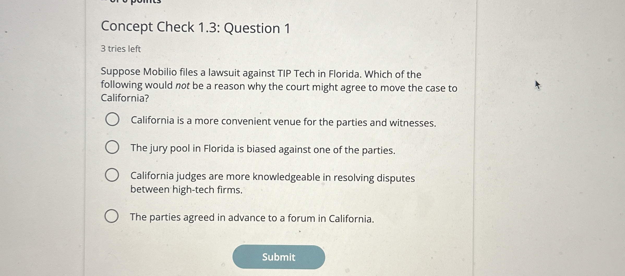  Concept Check 1.3: Question 1 3 tries left Suppose Mobilio files