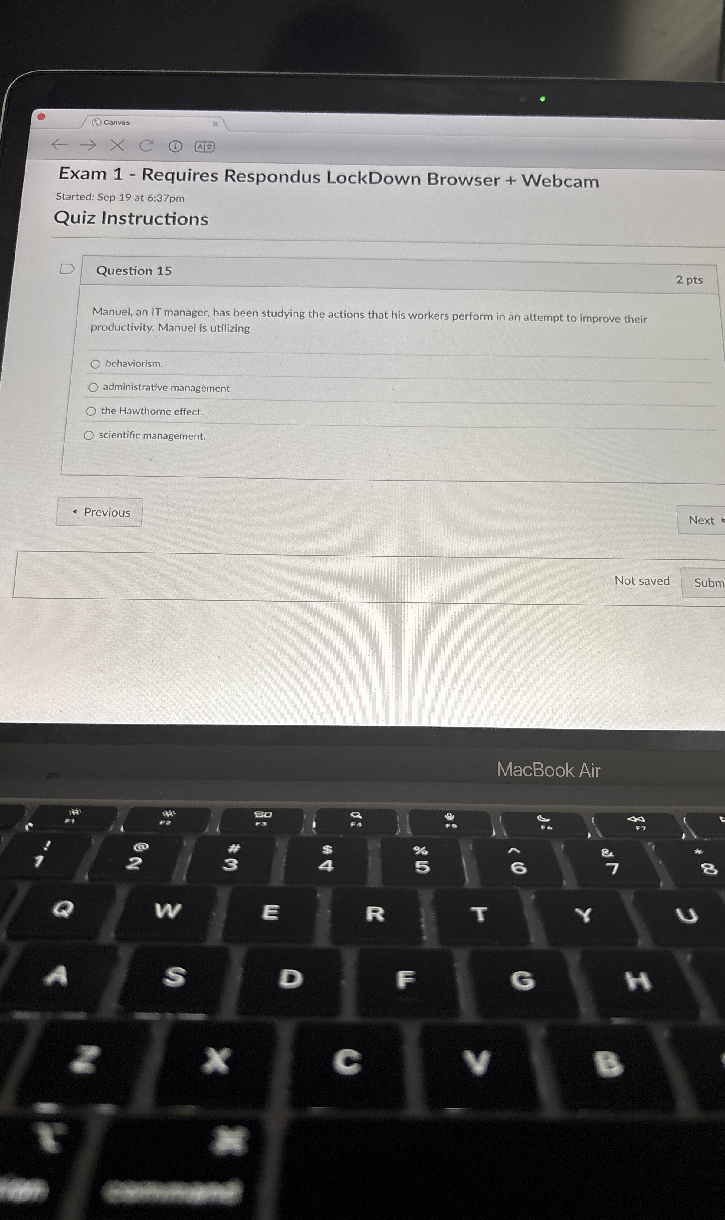  Question 15 Manuel, an IT manager, has been studying the actions