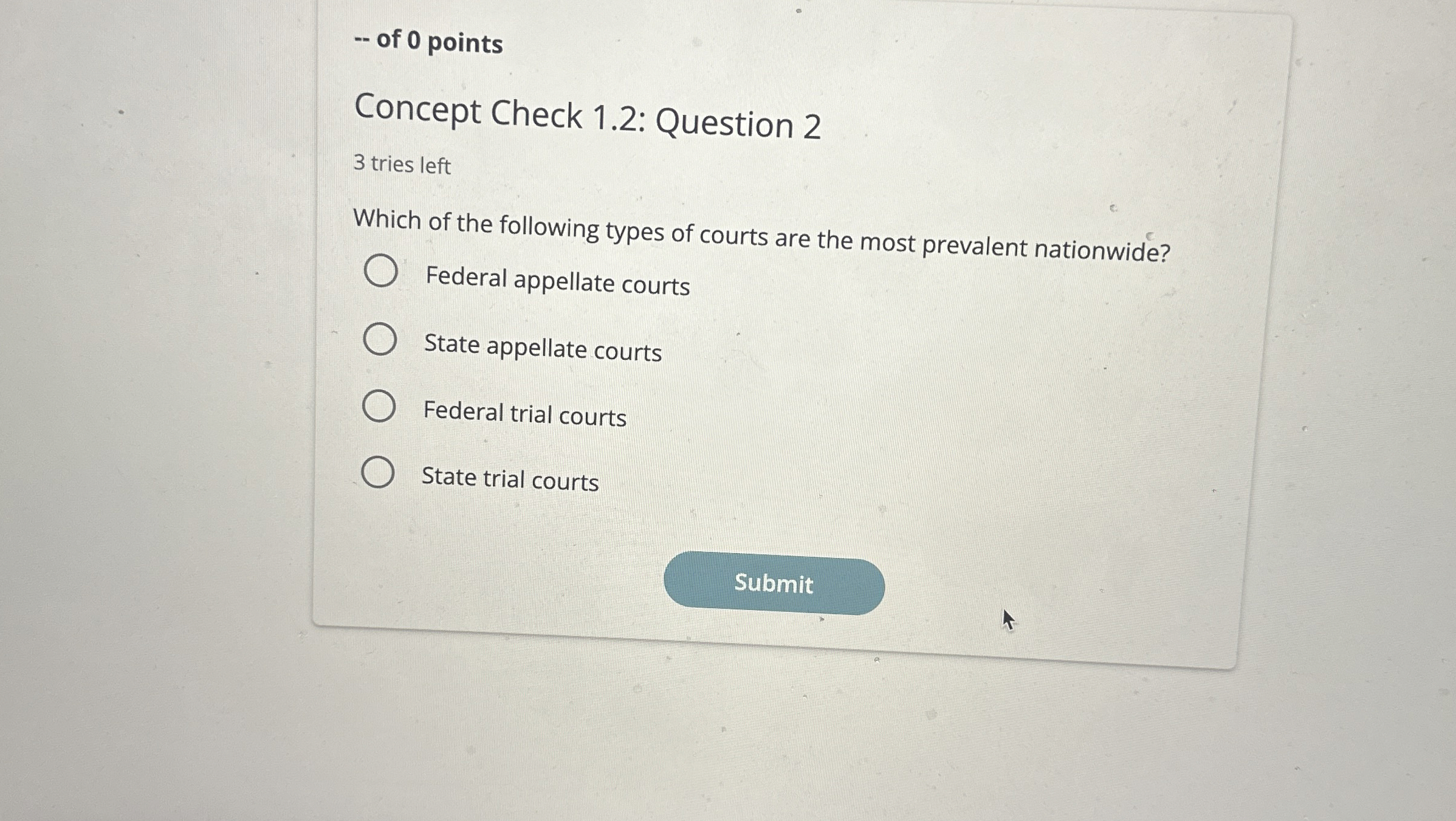 -- of 0 points Concept Check 1.2: Question 2 3 tries