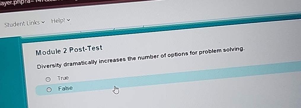  Student Links Help! v Module 2 Post-Test Diversity dramatically increases the