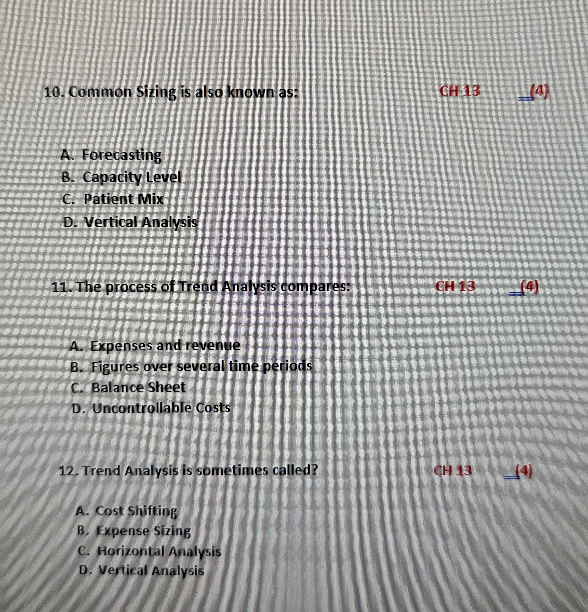  1.common sizing is also known as: 