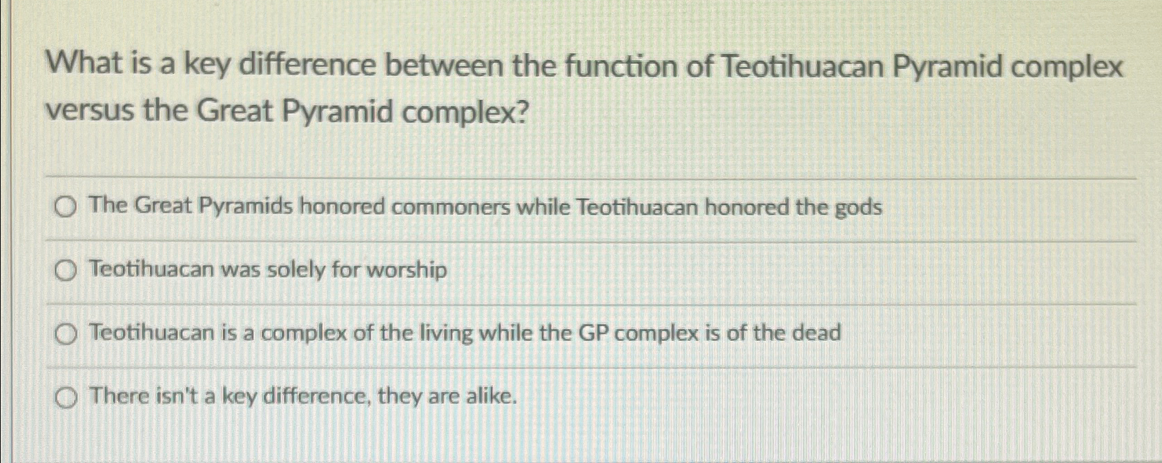  What is a key difference between the function of Teotihuacan Pyramid