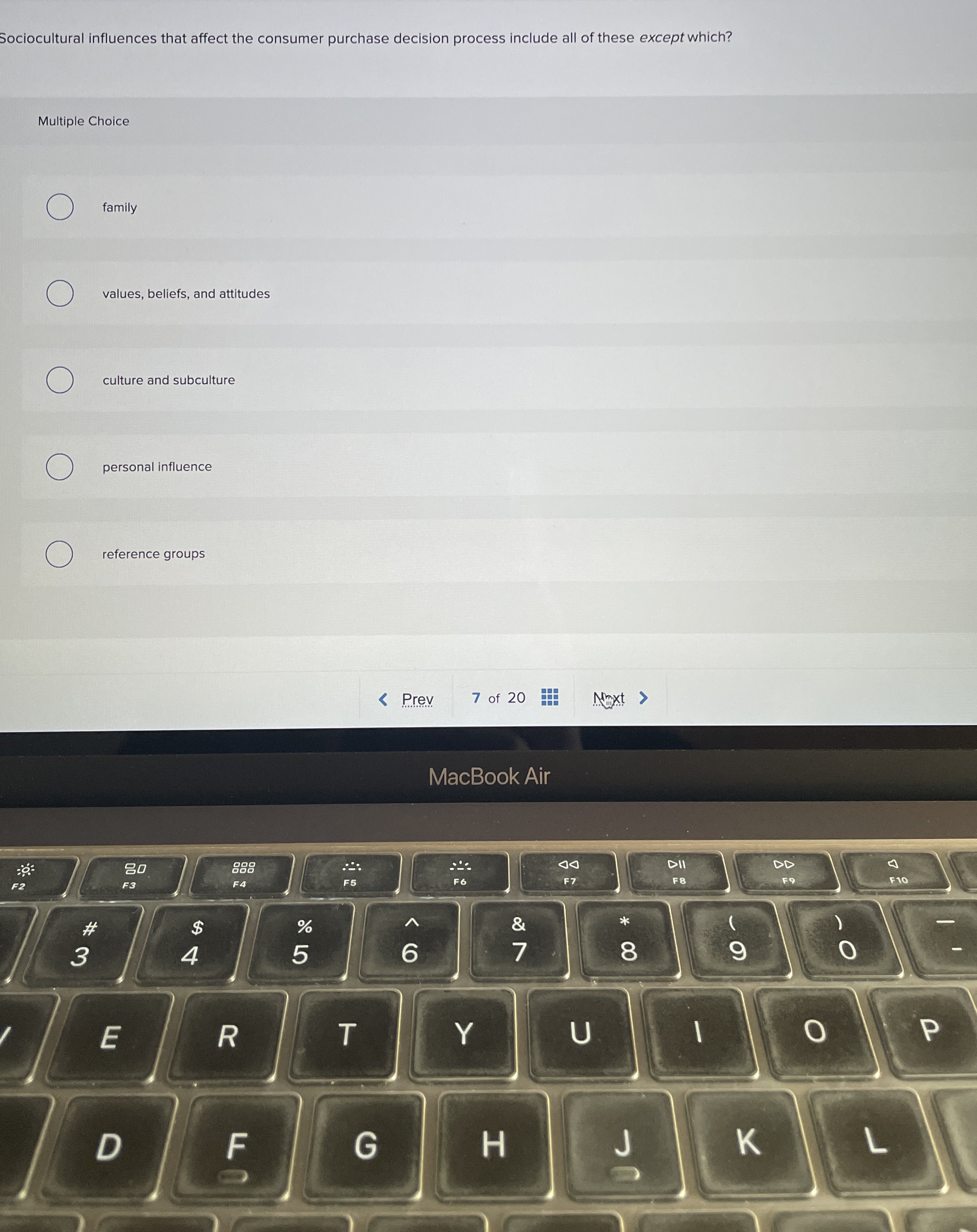  Sociocultural influences that affect the consumer purchase decision process include all
