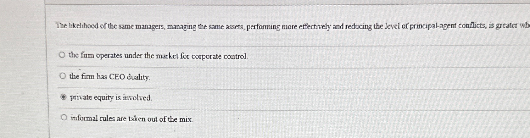  The likelihood of the same managers, managing the same assets, performing