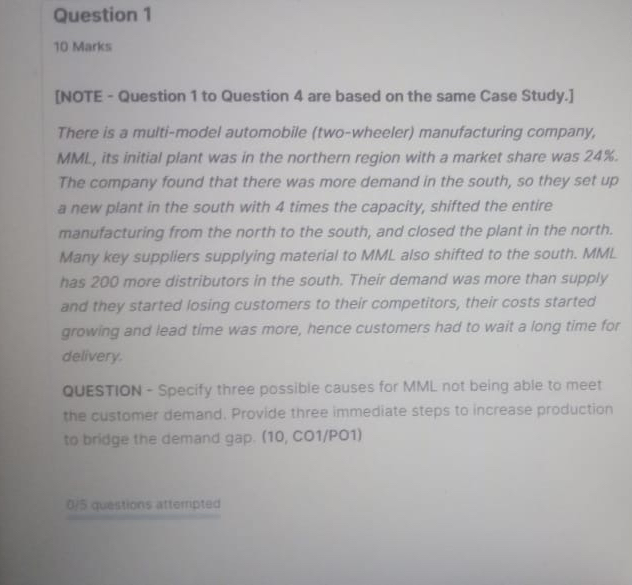  Question 1 10 Marks [NOTE - Question 1 to Question 4