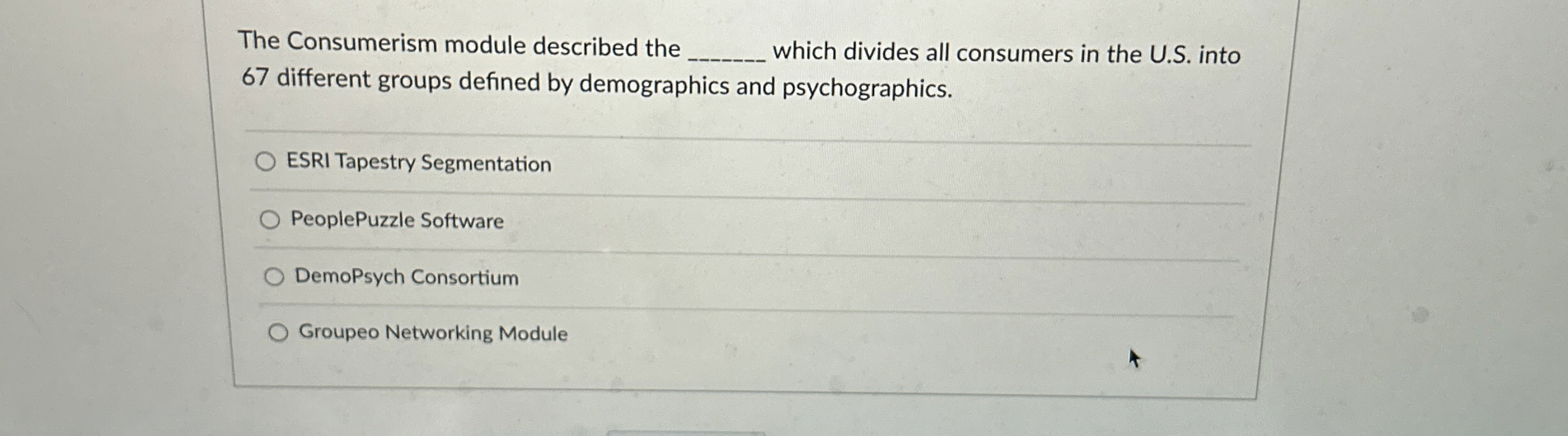  The Consumerism module described the q, which divides all consumers in