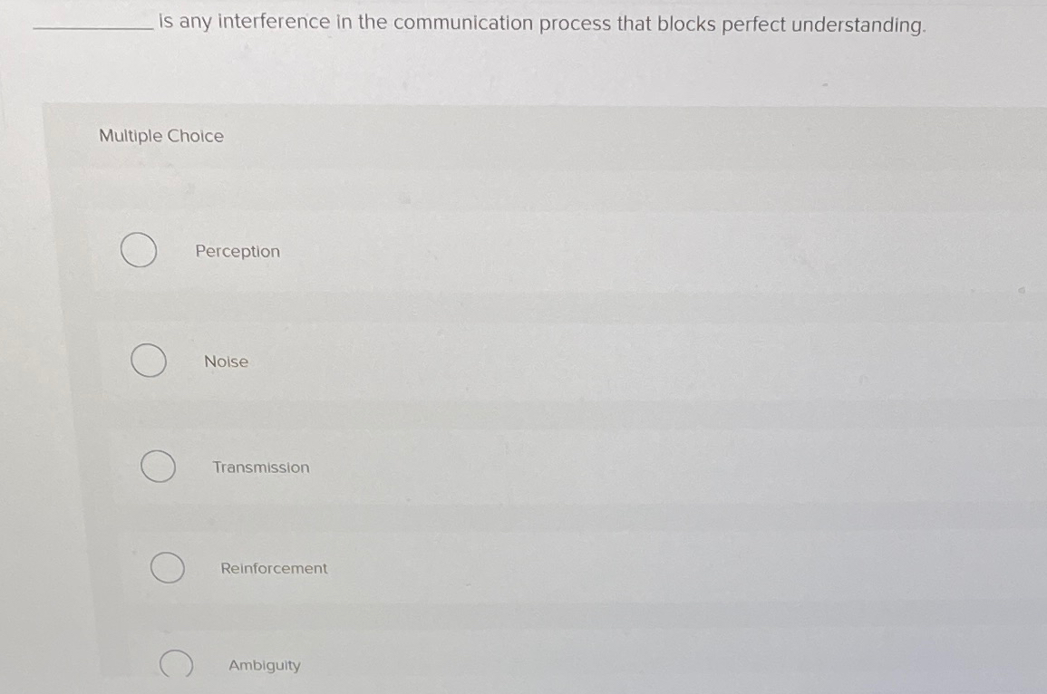  Is any interference in the communication process that blocks perfect understanding.