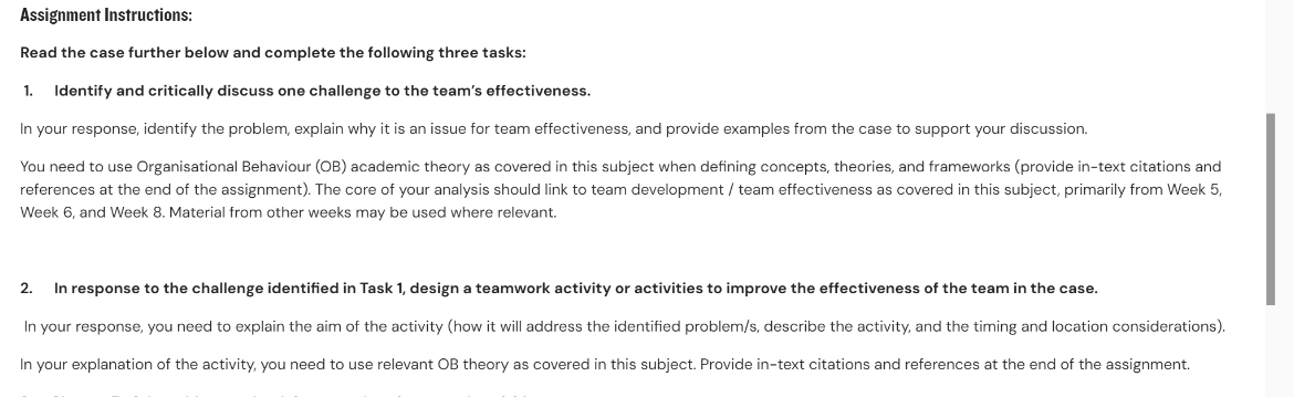  Assignment Instructions: Read the case further below and complete the following