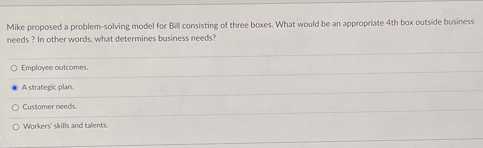  Mike proposed a problem-solving model for Bill consisting of three boxes.