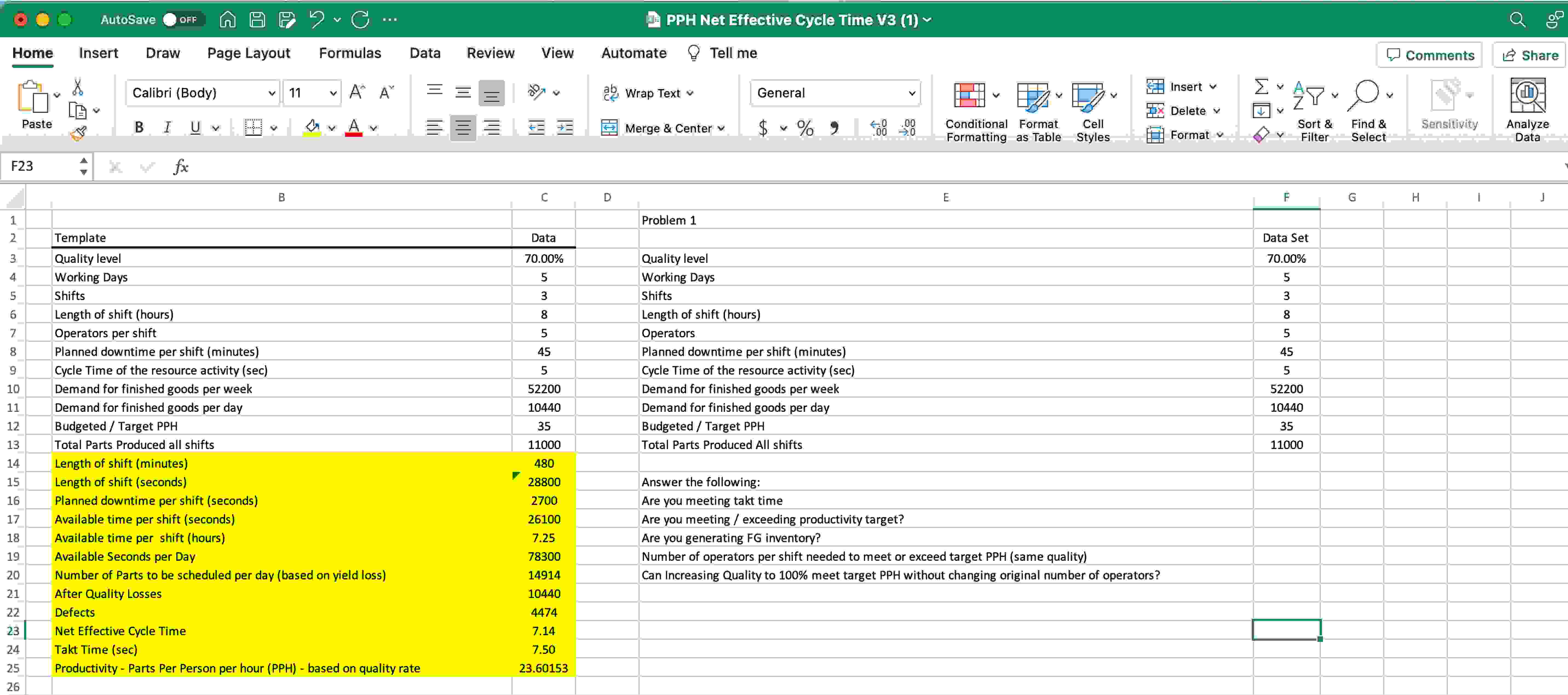  I have the following data inputted into Microsoft Excel and I