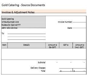  Gold Catering - Source Documents Involces & Adjustment Notes Gold Catering
