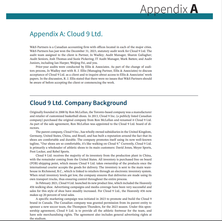  Appendix A Appendix A: Cloud 9 Ltd. W&S Partners is a