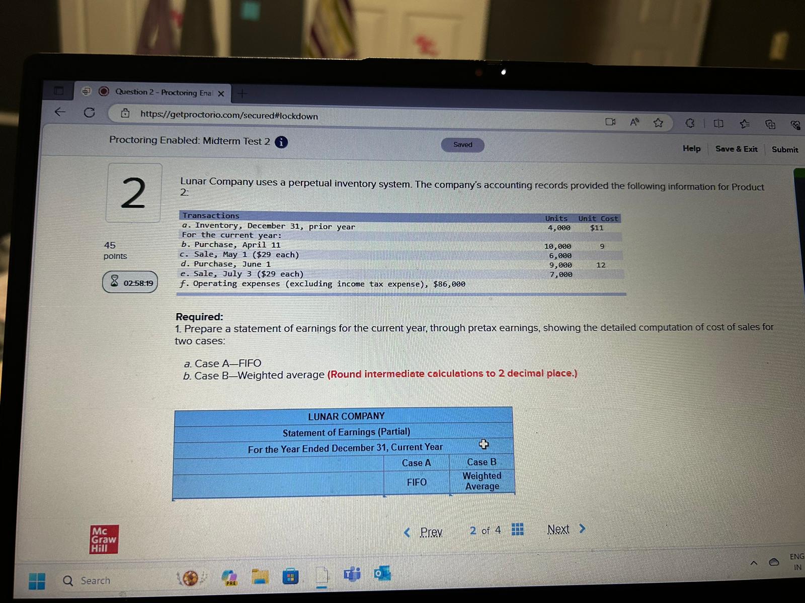 Please help in the below question, Question 2 - Proctoring Ena X