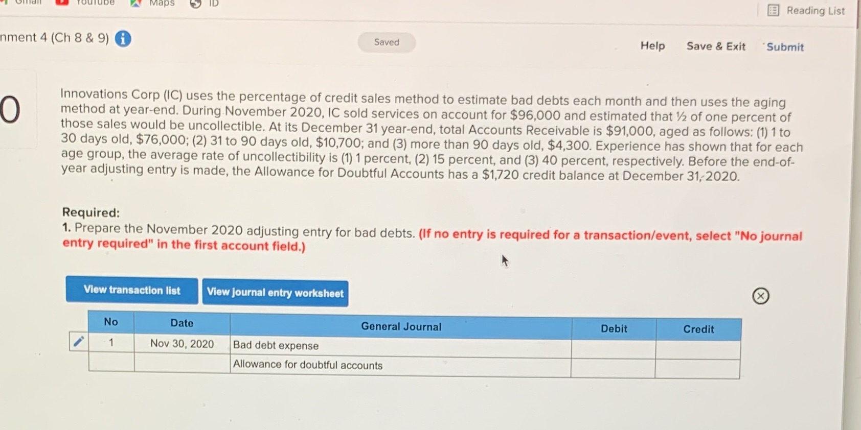  Maps Reading List nment 4 (Ch 8 & 9) i Saved