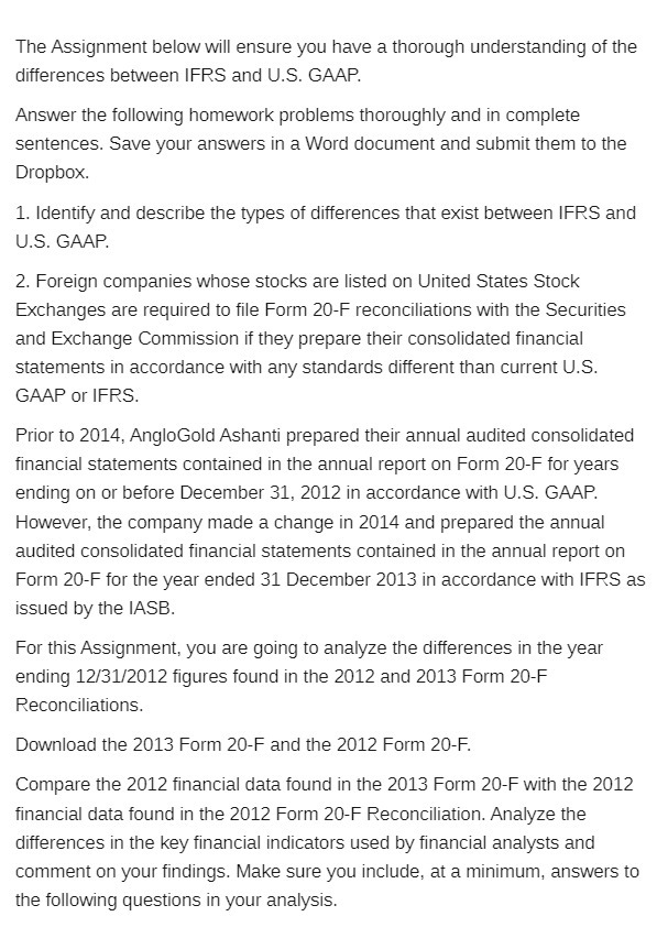 The Assignment below will ensure you have a thorough understanding of