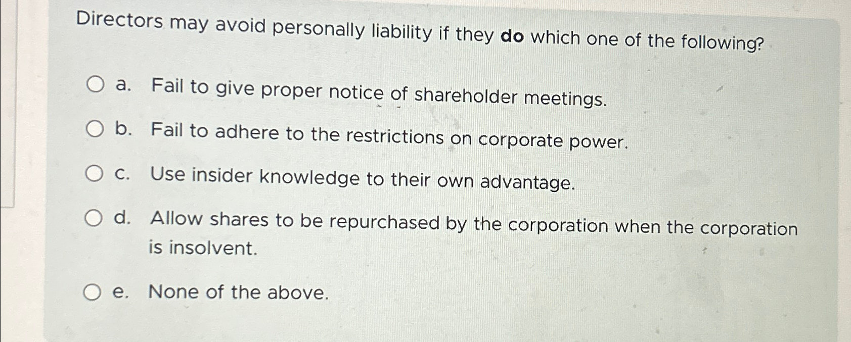  Directors may avoid personally liability if they do which one of