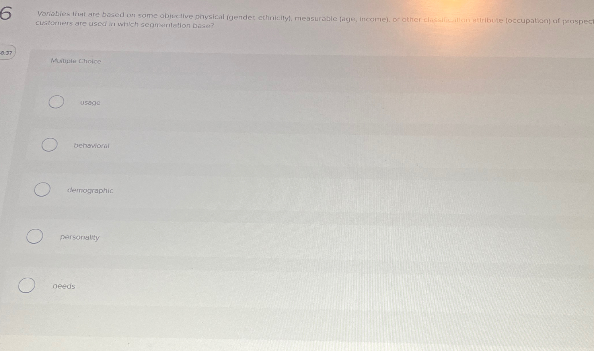  Variables that are based on some objective physical (gender, ethnicity), measurable