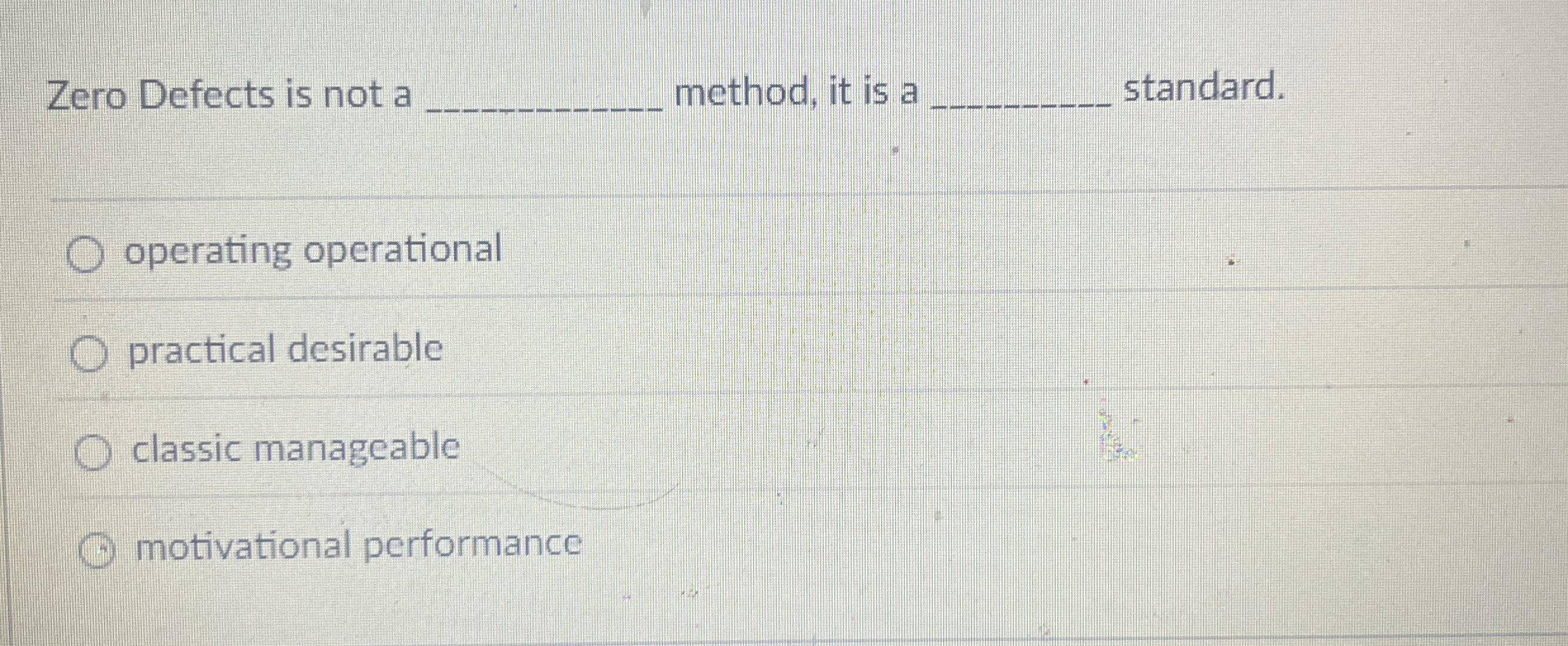  Zero Defects is not a method, it is a standard. operating