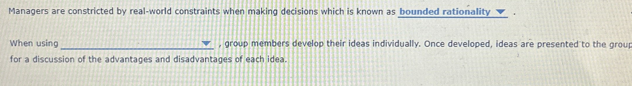  When using group members develop their ideas individually. Once developed, ideas