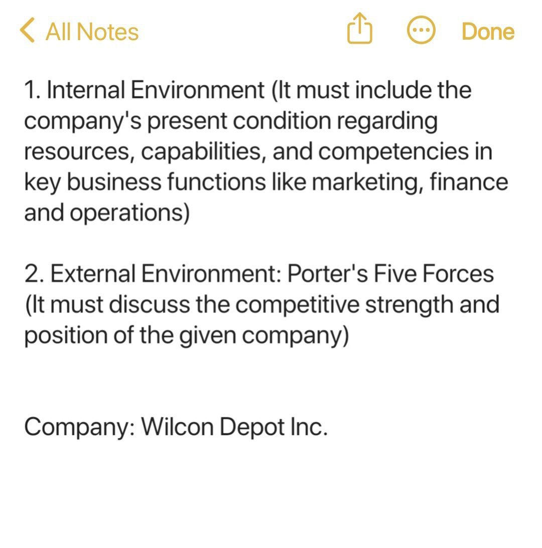  All Notes Internal Environment (It must include the company's present condition