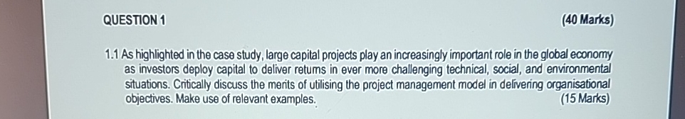  QUESTION 1 (40 Marks) 1.1 As highlighted in the case study,