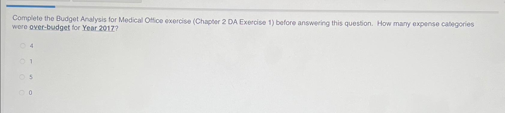  Complete the Budget Analysis for Medical Office exercise (Chapter 2 DA