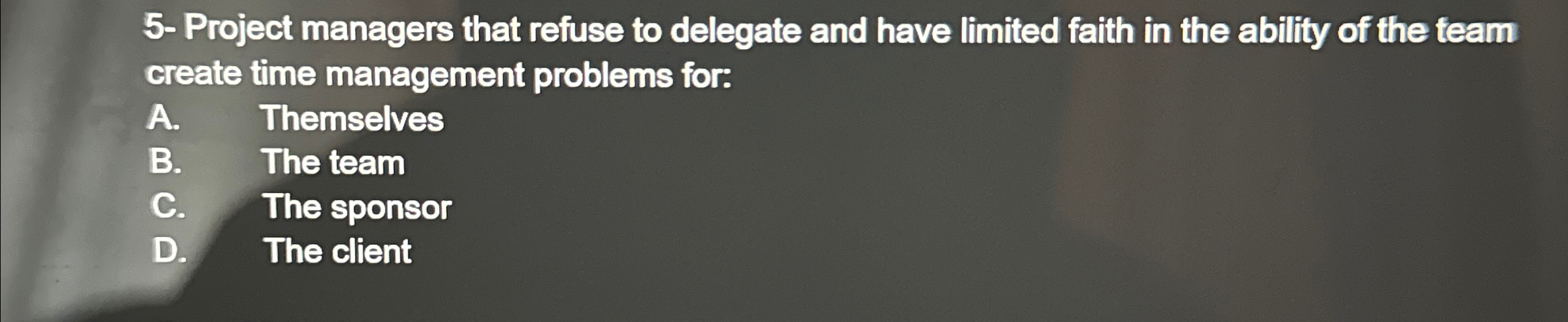  5- Project managers that refuse to delegate and have limited faith