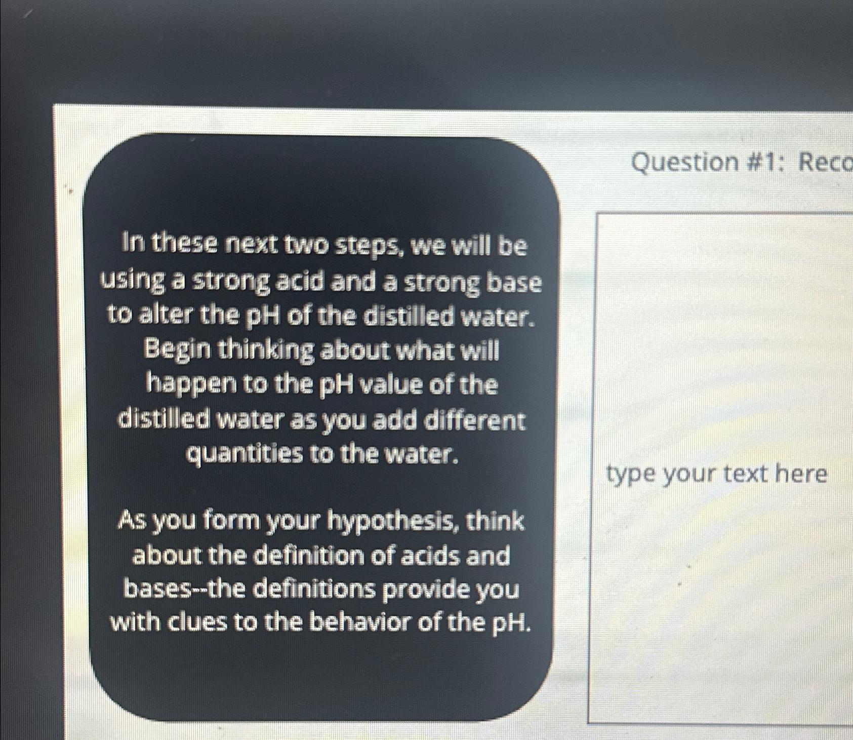  Question #1: Reco In these next two steps, we will be