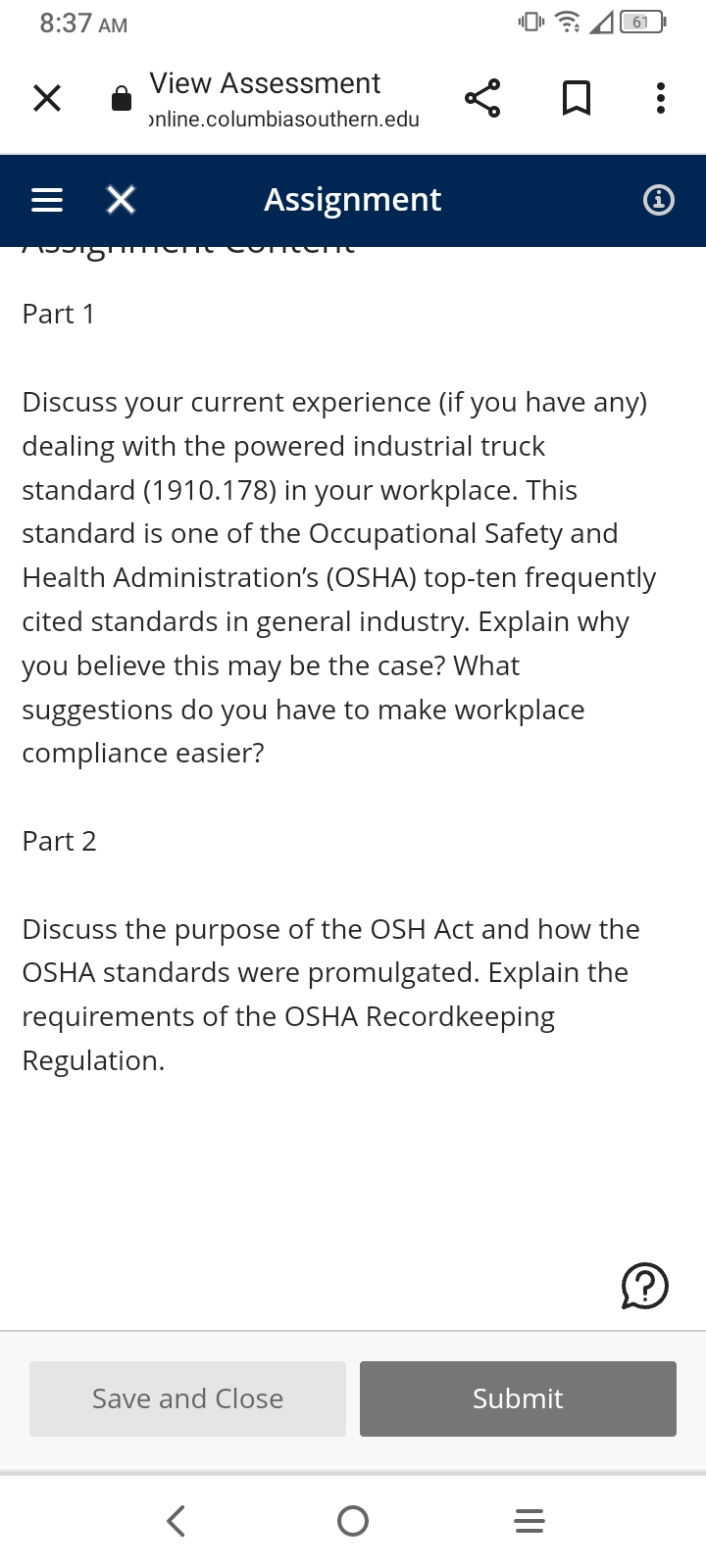  Discuss your current experience (if you have any) dealing with the