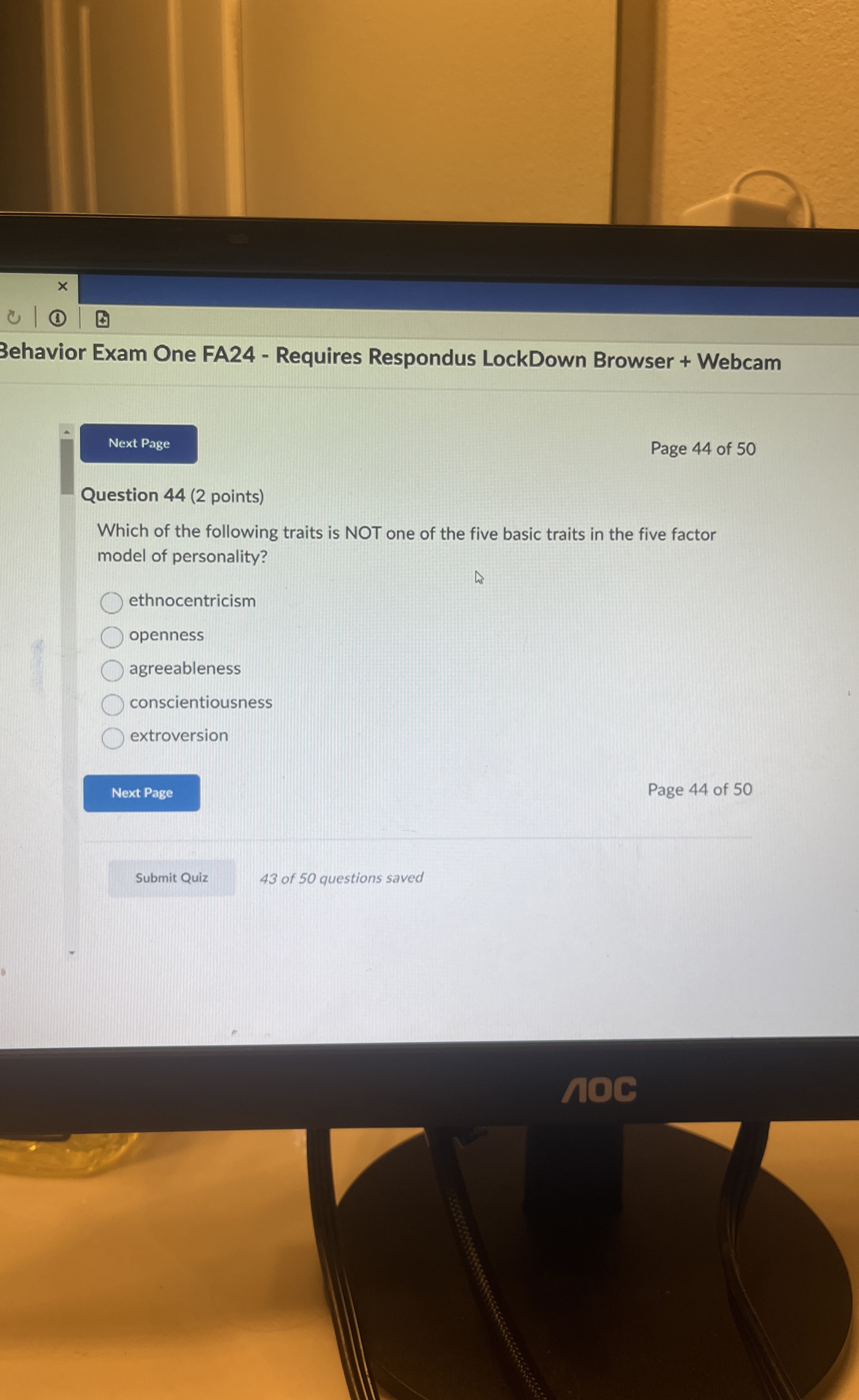  Question 44(2 points) Which of the following traits is NOT one
