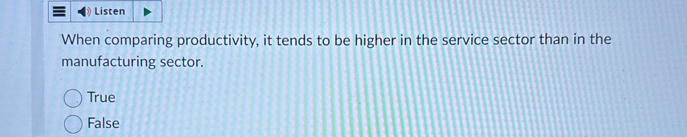  When comparing productivity, it tends to be higher in the service