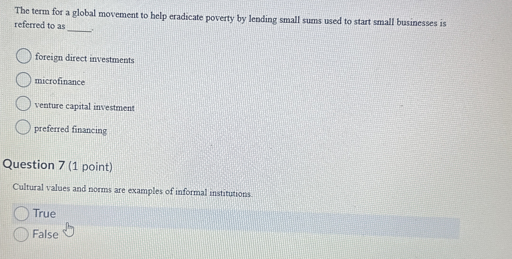  The term for a global movement to help eradicate poverty by