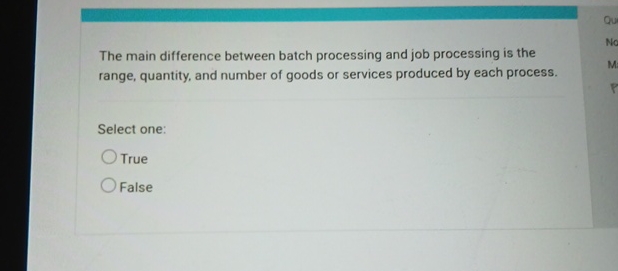  The main difference between batch processing and job processing is the