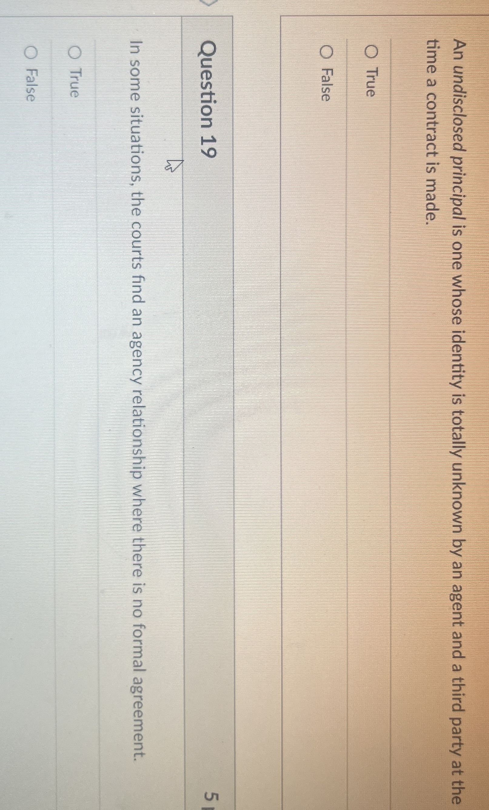  An undisclosed principal is one whose identity is totally unknown by