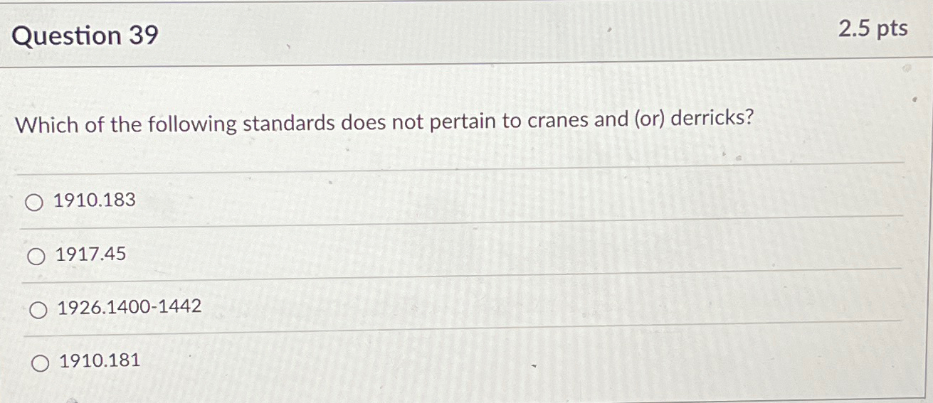  Question 39 2.5pts Which of the following standards does not pertain
