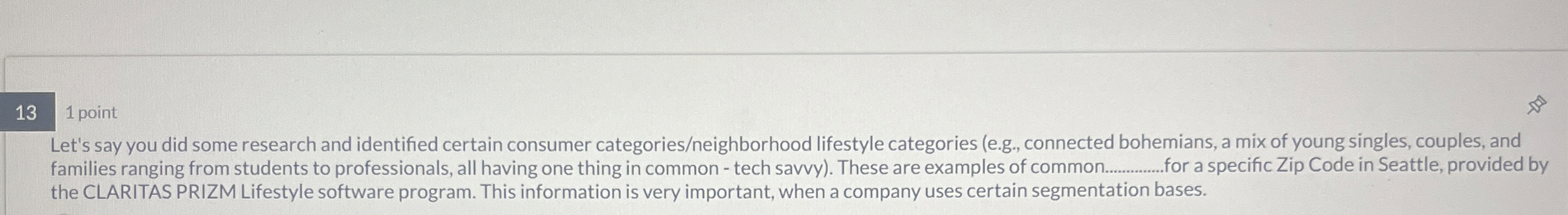  131 point Let's say you did some research and identified certain