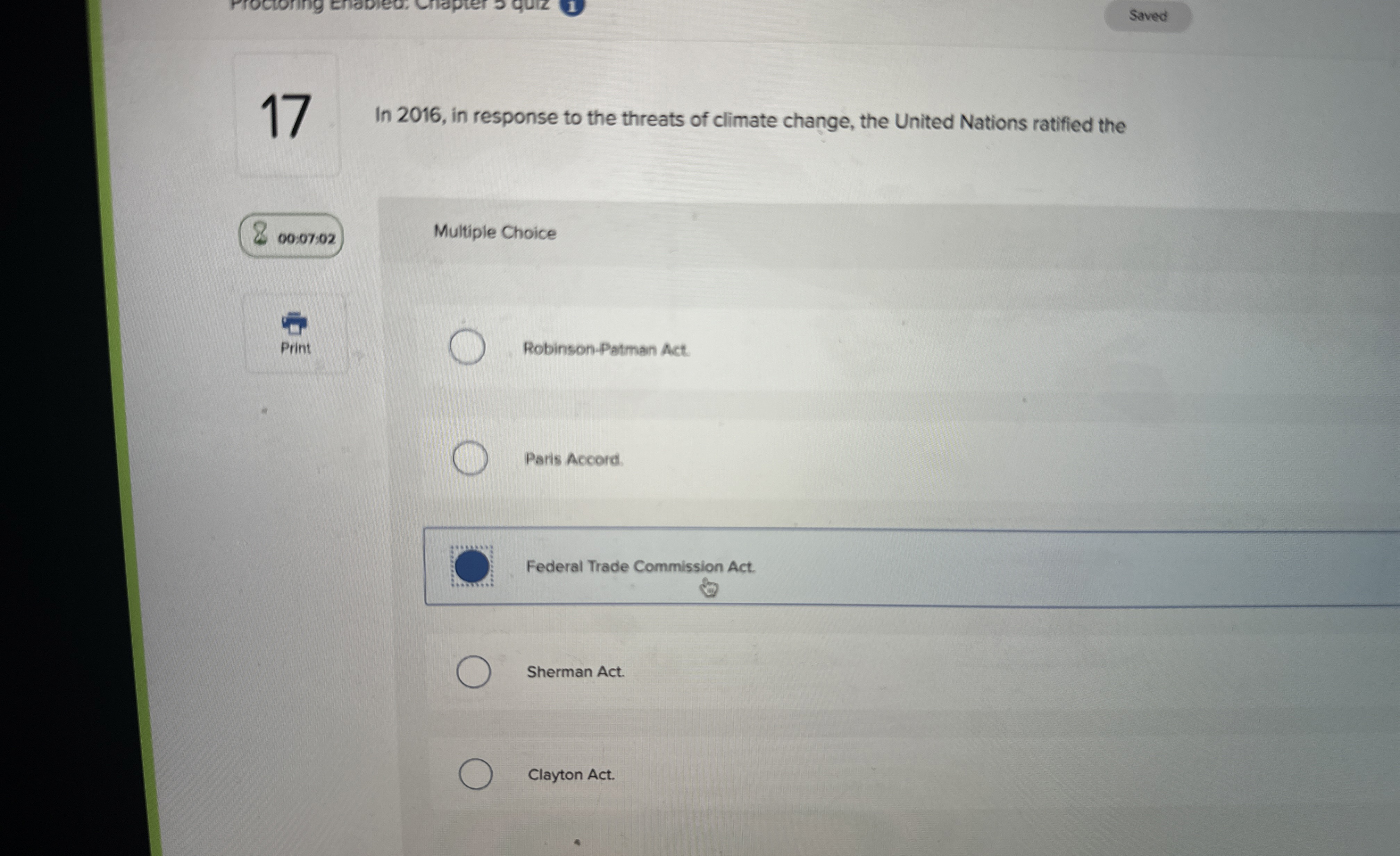  Saved 17 In 2016, in response to the threats of climate